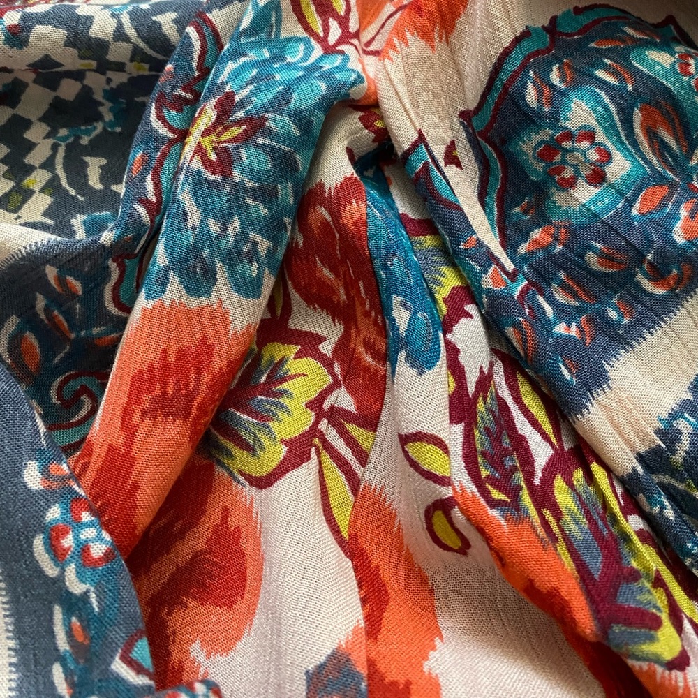 Blue Rain boho cold-shoulder vibrant floral bell sleeve top - Picture 7 of 7